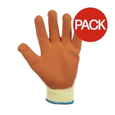 Glenwear Latex Grip Gardening Gloves (Pack of 12) - Brown/Cream - L