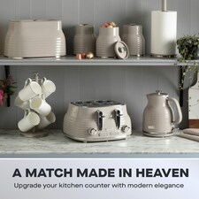 Daewoo Sienna 1.7L Rapid-Boil Jug & 4-Slice Matching Kettle & Toaster Set | Cream | 4-slice thumbnail 4