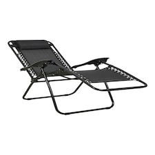 Mountain Warehouse Reclining Chair with Padded Head Cushion Outdoor Furniture Black thumbnail 3