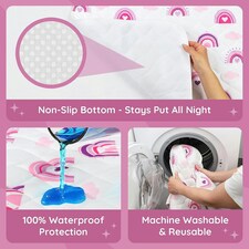 Toddler Potty Training Bed Pads - Soft Waterproof Bedwetting Pee Protector Mat for Kids - Incontinence Mattress Sheet Absorbs Up to 2000ml - 135 x 85cm, Rainbow White | Rainbow | Double thumbnail 4