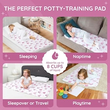 Toddler Potty Training Bed Pads - Soft Waterproof Bedwetting Pee Protector Mat for Kids - Incontinence Mattress Sheet Absorbs Up to 2000ml - 135 x 85cm, Rainbow White | Rainbow | Double thumbnail 5