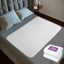 Incontinence Bed Pads Non Slip - Extra Heavy Absorbency Washable Bed Sheets, Soft Cotton Waterproof Mattress Protector, Bed Wetting Mats, Double Size Absorbs 2L White | 2 pack | Double thumbnail 2