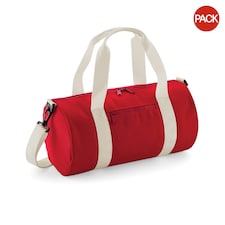 Bagbase Mini Barrel Shoulder Bag (Pack of 2) - Classic Red/Off White - One Size Red