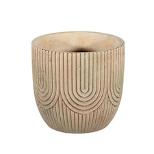 Cement Art Deco Style Plant Pot - (H14 x W15cm) Multi