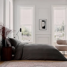 Bedeck of Belfast Fine Linens Serra Dobby Stripe Cover Set Double Charcoal