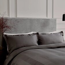 Bedeck of Belfast Fine Linens Serra Dobby Stripe Cover Set Double Charcoal thumbnail 2