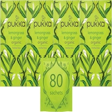 Pukka Herbs Organic Herbal Tea, Lemongrass & Ginger, 4 Packs, 80 Teabags 4