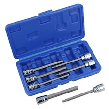 Metric MM Long Allen Hex Key Sockets 3mm - 10mm 7pc Set 3/8" Drive