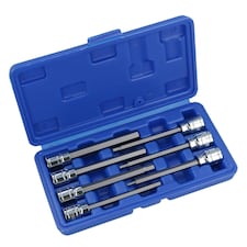 Metric MM Long Allen Hex Key Sockets 3mm - 10mm 7pc Set 3/8" Drive thumbnail 3