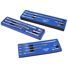 1/4" 3/8" 1/2" Drive Socket Straight Extension Bar Set 17pc Set 32mm - 375mm