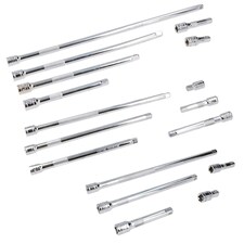 1/4" 3/8" 1/2" Drive Socket Straight Extension Bar Set 17pc Set 32mm - 375mm thumbnail 3