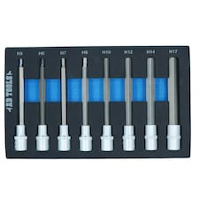 1/2" Drive Allen Hex Key Sockets Extra Long 140mm 5mm - 17mm 8pc Set thumbnail 2