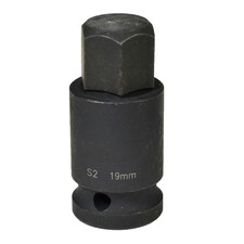 M19 x 55mm 1/2" Drive Short Impact Impacted Allen Hex Key Socket 19mm