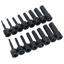Metric Deep Impact Impacted Hex Bit Allen Key Sockets 4mm - 19mm 16pc Set thumbnail 2