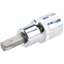 T50 Male Torx Bit Star Socket 1/2" Drive Standard Internal Chrome Vanadium Steel thumbnail 2
