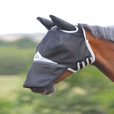 Shires Field Durable Fly Mask With Ears & Nose Black | Size: X-Full Colour: Black