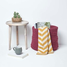 Homescapes Plum Cotton Knitted Round Storage Basket - 42 x 37cm Purple | L thumbnail 4