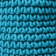 Homescapes Teal Blue Cotton Knitted Round Storage Basket - 37 x 21cm Blue | M thumbnail 3