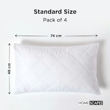 Homescapes Standard Size Quilted Pillow Protector - Pack of 4 | White | Standard thumbnail 2