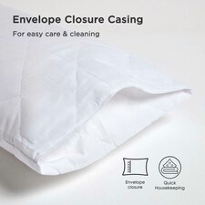 Homescapes Standard Size Quilted Pillow Protector - Pack of 4 | White | Standard thumbnail 3