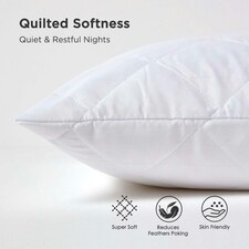 Homescapes Standard Size Quilted Pillow Protector - Pack of 4 | White | Standard thumbnail 4
