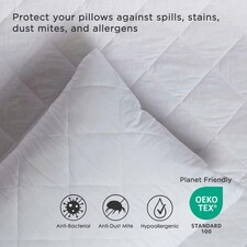 Homescapes Standard Size Quilted Pillow Protector - Pack of 4 | White | Standard thumbnail 5