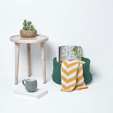 Homescapes Forest Green Cotton Knitted Round Storage Basket - 37 x 21cm Green | M thumbnail 4