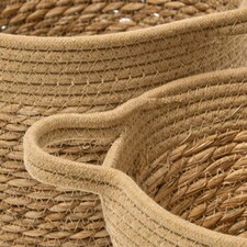 Homescapes Set of 3 Woven Storage Baskets, Natural Grass and Rope Cream thumbnail 4