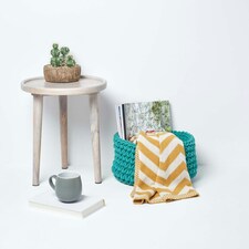 Homescapes Teal Green Cotton Knitted Round Storage Basket - 37 x 21 cm Green | M thumbnail 4