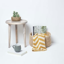 Homescapes Linen Cotton Knitted Round Storage Basket - 37 x 21 cm Cream | M thumbnail 4