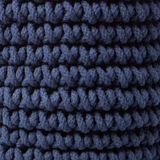 Homescapes Navy Blue Cotton Knitted Round Storage Basket - 42 x 37 cm Blue | L thumbnail 3