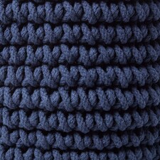 Homescapes Navy Blue Cotton Knitted Round Storage Basket - 37 x 21 cm Blue | M thumbnail 3