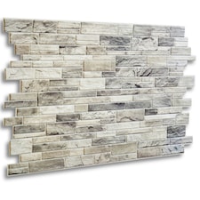 NOVECRAFTO 3D Stone Effect Wall Panels – 6 PVC Sheets, Covers 29.76 sq ft (2.76 sqm), 96x48cm Each – Natural Grey Slate Look, Waterproof Wall Cladding