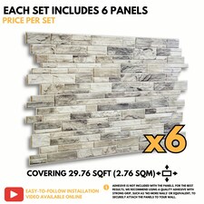 NOVECRAFTO 3D Stone Effect Wall Panels – 6 PVC Sheets, Covers 29.76 sq ft (2.76 sqm), 96x48cm Each – Natural Grey Slate Look, Waterproof Wall Cladding thumbnail 2
