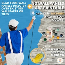 NOVECRAFTO 3D Stone Effect Wall Panels – 6 PVC Sheets, Covers 29.76 sq ft (2.76 sqm), 96x48cm Each – Natural Grey Slate Look, Waterproof Wall Cladding thumbnail 4