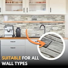 NOVECRAFTO 3D Stone Effect Wall Panels – 6 PVC Sheets, Covers 29.76 sq ft (2.76 sqm), 96x48cm Each – Natural Grey Slate Look, Waterproof Wall Cladding thumbnail 5