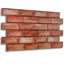 NOVECRAFTO 3D Brick Effect Wall Panels – 6 PVC Sheets, Covers 2.76 sqm (29.76 sq ft), 96x48cm Each – Reddish Brown Faux Brick Cladding for Interior Walls