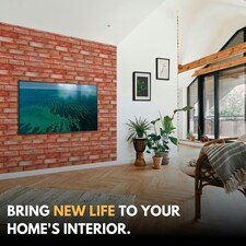 NOVECRAFTO 3D Brick Effect Wall Panels – 6 PVC Sheets, Covers 2.76 sqm (29.76 sq ft), 96x48cm Each – Reddish Brown Faux Brick Cladding for Interior Walls thumbnail 4