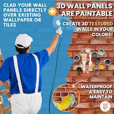 NOVECRAFTO 3D Brick Effect Wall Panels – 6 PVC Sheets, Covers 2.76 sqm (29.76 sq ft), 96x48cm Each – Reddish Brown Faux Brick Cladding for Interior Walls thumbnail 9