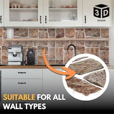 NOVECRAFTO 3D Earthy Stone Wall Panels – 6 PVC Sheets, Covers 2.76 sqm (29.76 sq ft), 96x48cm Each – Natural Brown & Grey Stone Effect Decorative Cladding thumbnail 5