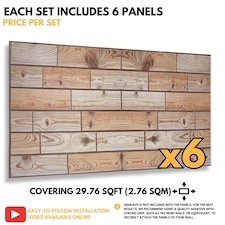NOVECRAFTO Faux Wood Wall Panels – 6 PVC Sheets, Covers 2.76 sqm (29.76 sq ft), 96x48cm Each – Natural Oak Wood Effect Cladding, Moisture Resistant thumbnail 2