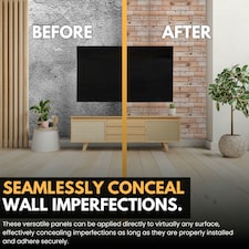 NOVECRAFTO Faux Wood Wall Panels – 6 PVC Sheets, Covers 2.76 sqm (29.76 sq ft), 96x48cm Each – Natural Oak Wood Effect Cladding, Moisture Resistant thumbnail 3