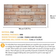 NOVECRAFTO Faux Wood Wall Panels – 6 PVC Sheets, Covers 2.76 sqm (29.76 sq ft), 96x48cm Each – Natural Oak Wood Effect Cladding, Moisture Resistant thumbnail 8