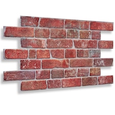 NOVECRAFTO 3D Retro Brick Wall Panels – 6 Sheets, Covers 2.76 sqm (29.76 sq ft), 96x48cm – Old Red Brick Effect PVC Cladding for Kitchen, Office, Living Room