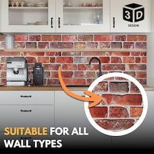 NOVECRAFTO 3D Retro Brick Wall Panels – 6 Sheets, Covers 2.76 sqm (29.76 sq ft), 96x48cm – Old Red Brick Effect PVC Cladding for Kitchen, Office, Living Room thumbnail 5