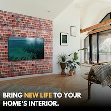 NOVECRAFTO 3D Retro Brick Wall Panels – 6 Sheets, Covers 2.76 sqm (29.76 sq ft), 96x48cm – Old Red Brick Effect PVC Cladding for Kitchen, Office, Living Room thumbnail 9