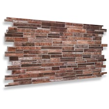 NOVECRAFTO 3D Slim Stone Wall Panels – 6 PVC Sheets, Covers 2.76 sqm (29.76 sq ft), 96x48cm Each – Copper Brown Slim Brick Effect Cladding for Any Room