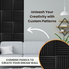 NOVECRAFTO Fluted Line 3D Wall Panels – 6 Sheets 1.5 sqm (16.15 sqft) – Decorative Matte PVC Panels 50x50cm – Modern Fluted Design Black thumbnail 5
