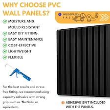 NOVECRAFTO Fluted Line 3D Wall Panels – 6 Sheets 1.5 sqm (16.15 sqft) – Decorative Matte PVC Panels 50x50cm – Modern Fluted Design Black thumbnail 8