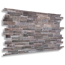 NOVECRAFTO 3D Slim Stone Wall Panels – 6 PVC Sheets, Covers 2.76 sqm (29.76 sq ft), 96x48cm Each – Grey Slim Brick Effect Cladding, Moisture Resistant